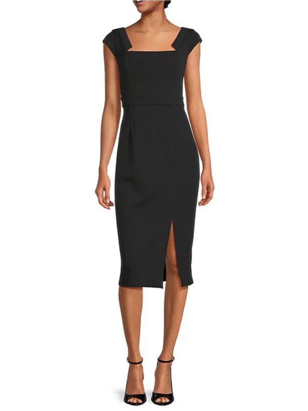 Donna Karan Elegant Black Square-Neck Sheath Dress